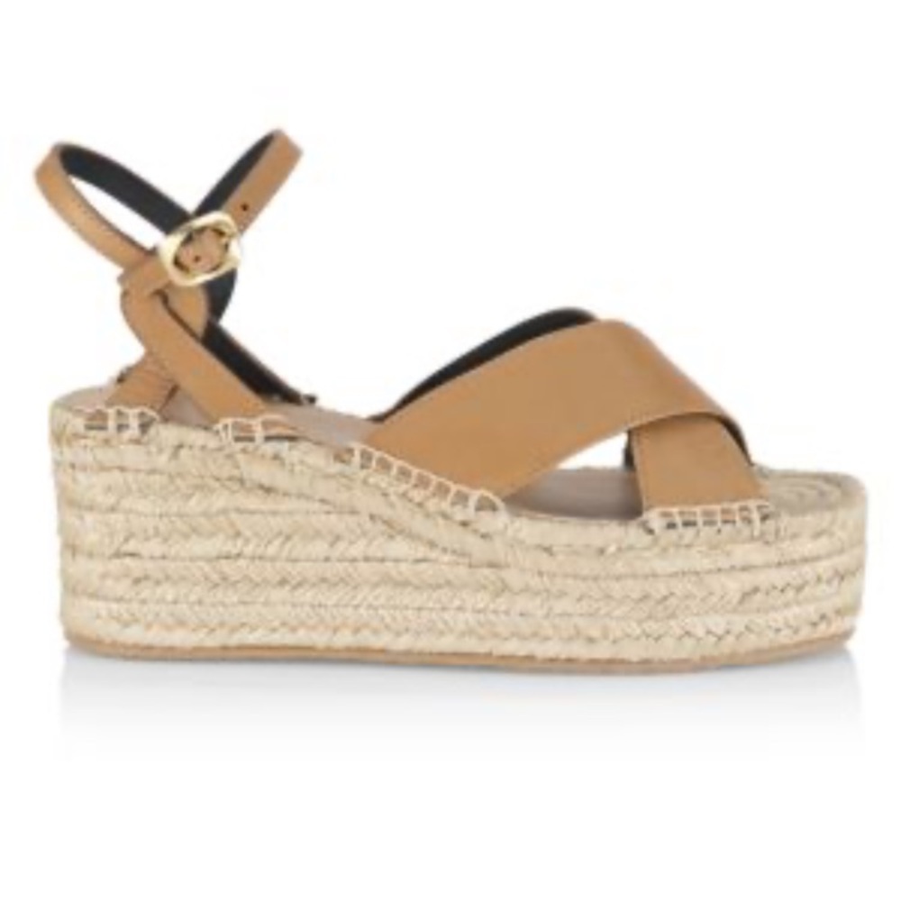 Nwot rag and bone HERA ESPADRILLE WEDGE SANDAL IN CIGAR LEATHER size 7